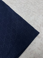 Dark navy short-sleeve shirt sleeve and side seam with allover GG pattern