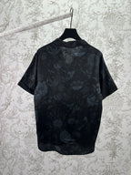 Gucci short-sleeve shirt back, dark navy with floral pattern, short sleeves