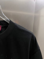 Black Gucci short-sleeve T-shirt shoulder seam and collar edge close-up