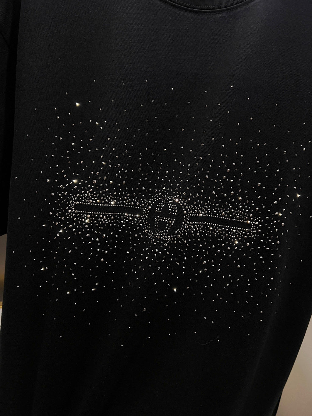 Black Gucci short-sleeve T-shirt chest graphic in rhinestones