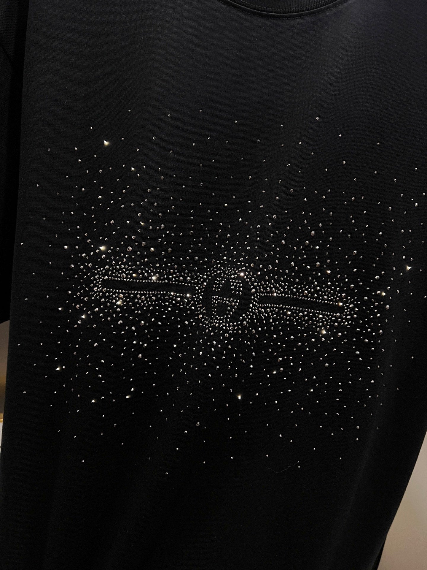 Black Gucci short-sleeve T-shirt chest graphic in rhinestones