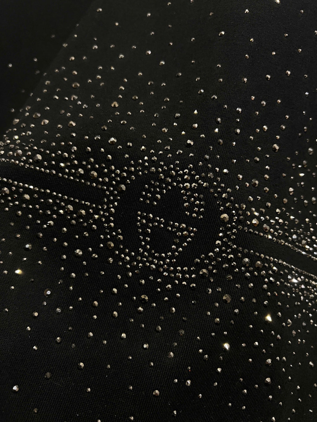Black Gucci short-sleeve T-shirt rhinestone dot detailing with winged emblem motif
