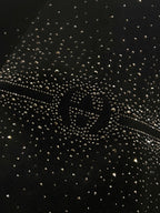 Black Gucci short-sleeve T-shirt rhinestone dot detailing with winged emblem motif