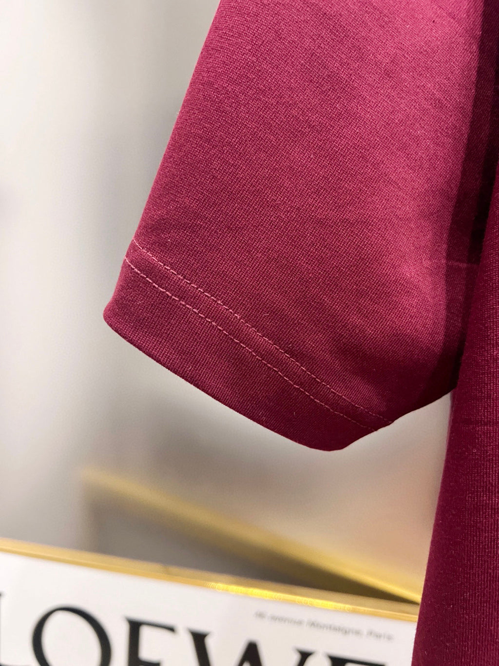 Magenta Versace T-shirt sleeve and hem detail