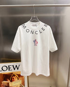 Short-sleeve T-shirt in white with crew neck and Moncler front logo graphic