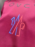 Moncler dark-red short-sleeve T-shirt close-up of front logo print