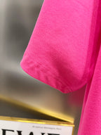 Pink short-sleeve T-shirt sleeve and hem