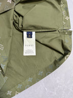 Louis Vuitton monogram short-sleeve shirt in olive green with side seam and inner tag