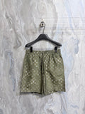 Louis Vuitton monogram shorts with elastic waist and drawstring, olive green