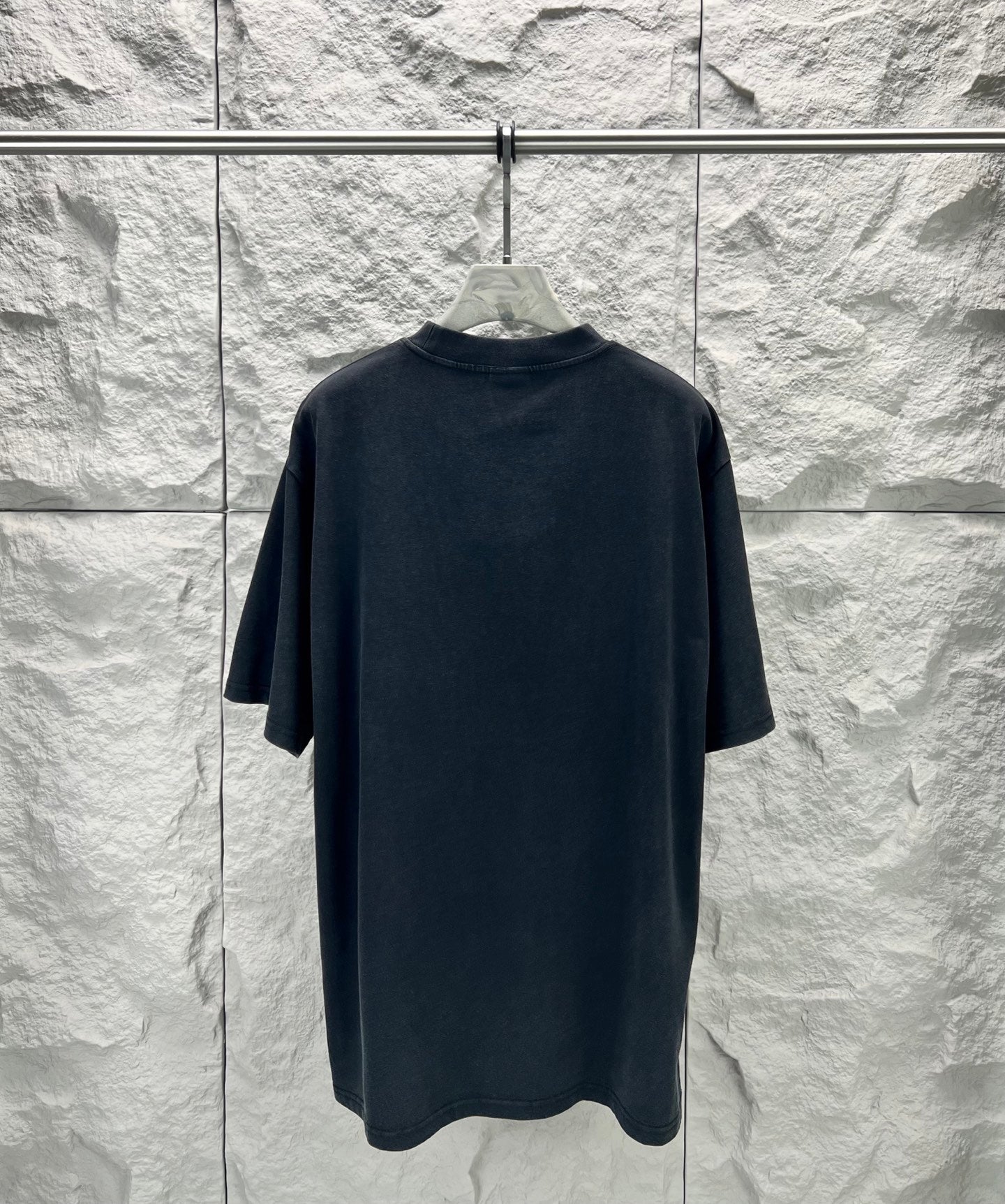 Dark navy Balenciaga short-sleeve T-shirt, crew neck, straight hem