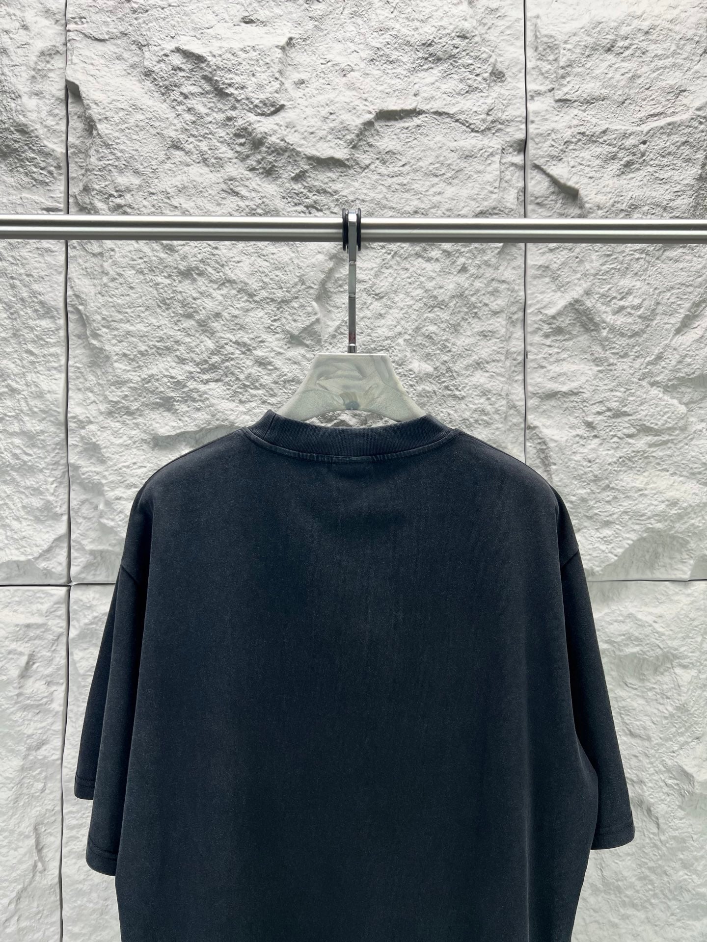 Dark navy Balenciaga short-sleeve T-shirt, crew neck, loose fit