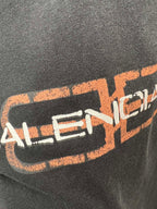 Gray Balenciaga short-sleeve T-shirt with large orange and white logo print