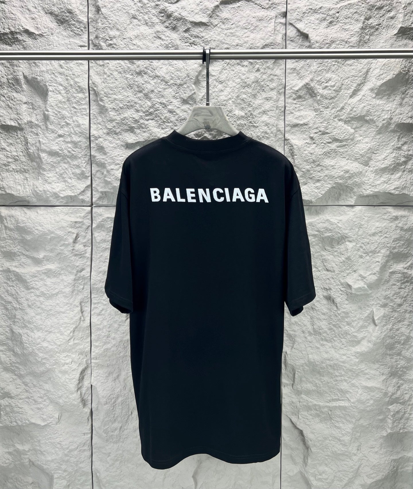 Balenciaga dark T-shirt with centered BALENCIAGA logo