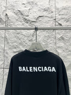 Balenciaga black short-sleeve T-shirt on hanger, crew neck, large BALENCIAGA logo