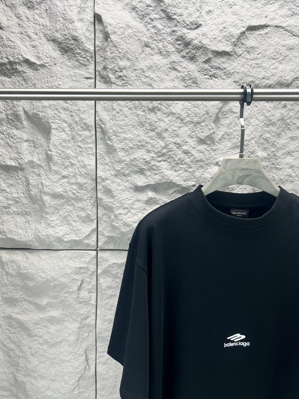 Black Balenciaga crewneck T-shirt with small chest logo