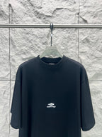 Black Balenciaga crewneck T-shirt on hanger with small chest logo