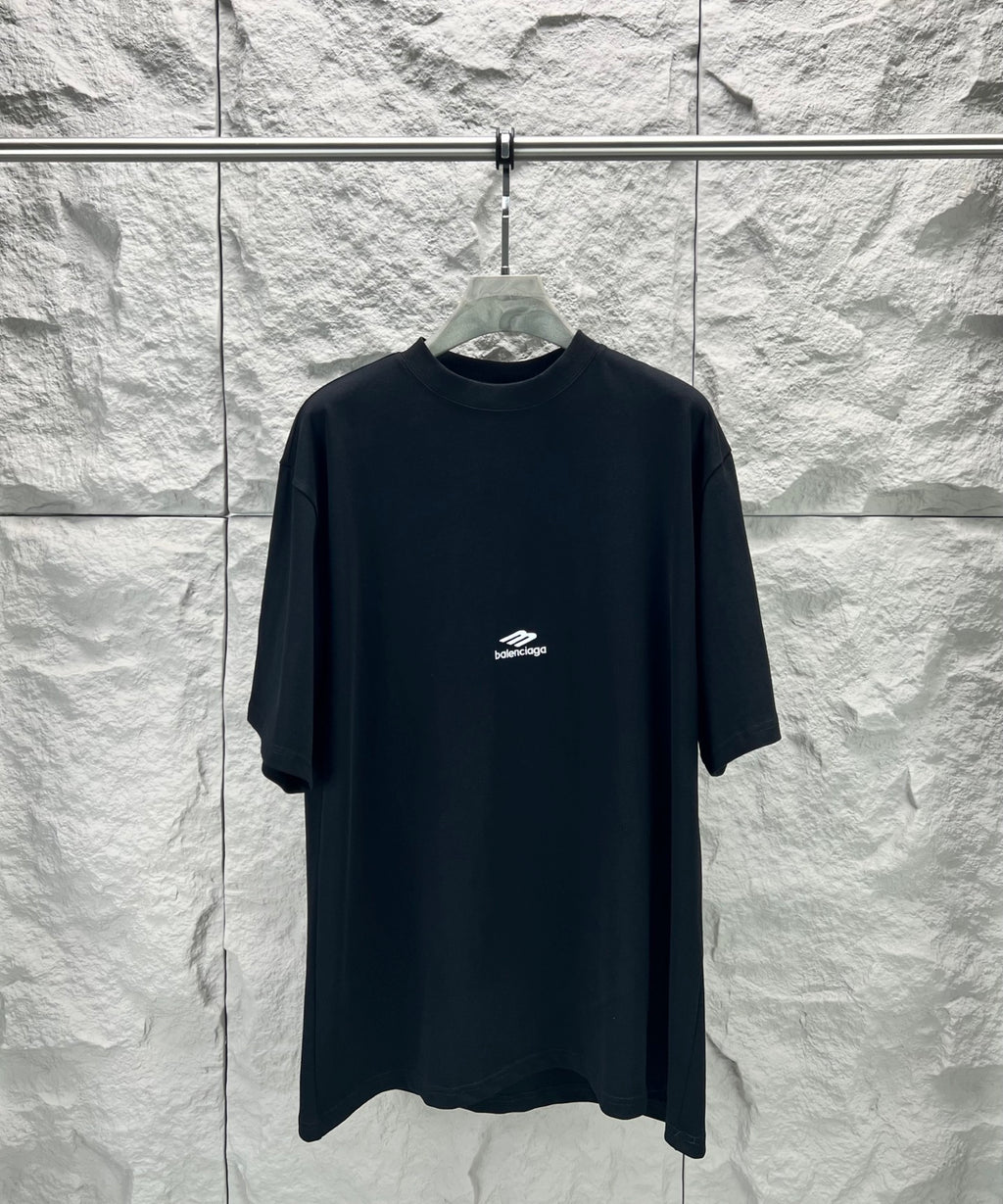 Black Balenciaga crewneck T-shirt with small chest logo