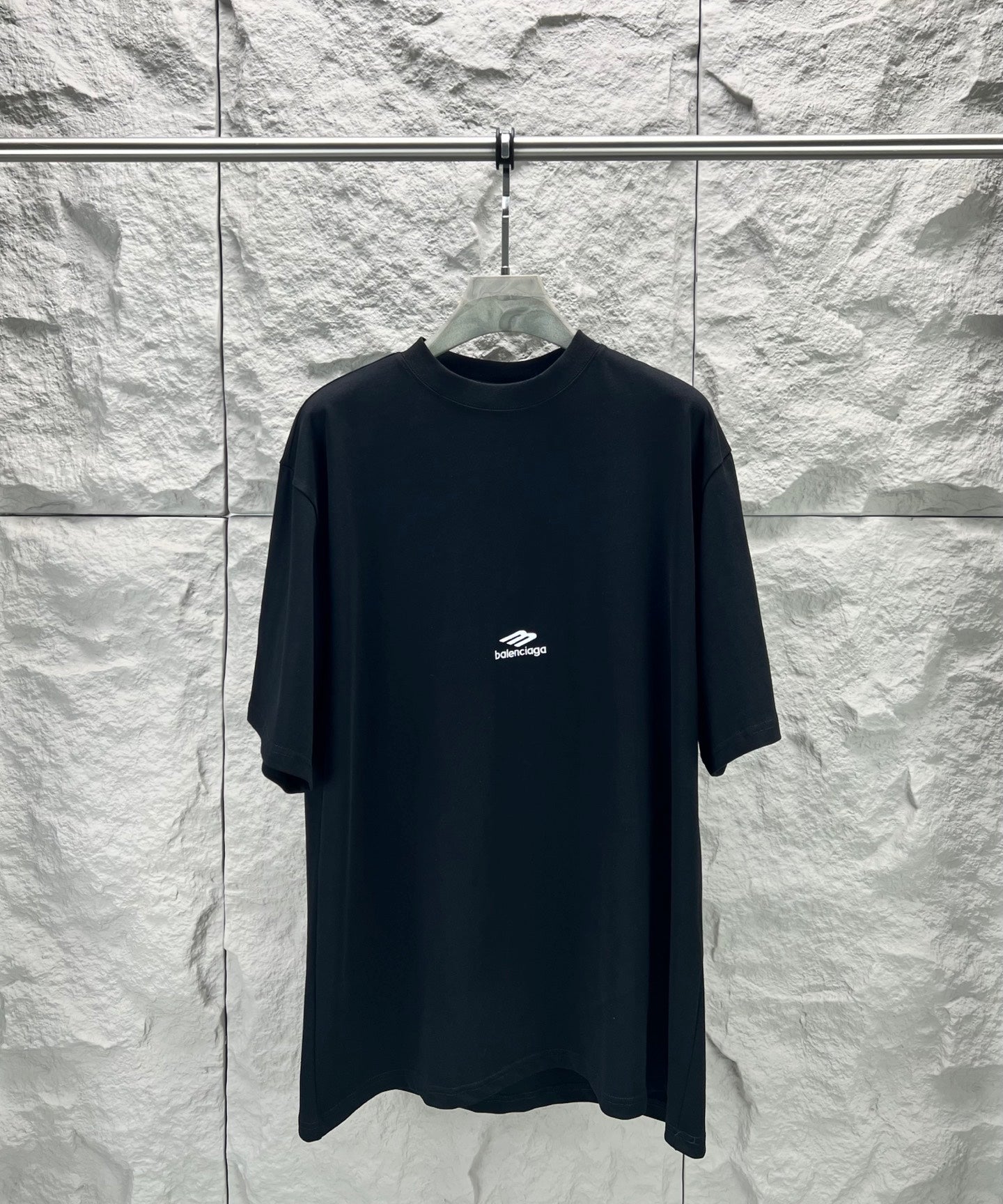 Black Balenciaga crewneck T-shirt with small chest logo