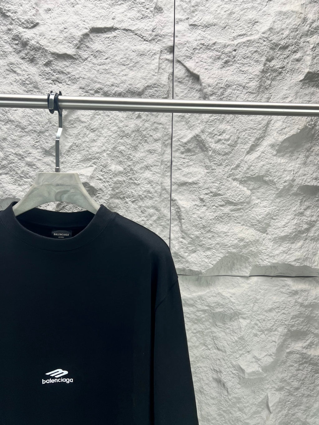 Black Balenciaga crewneck T-shirt with small chest logo detail