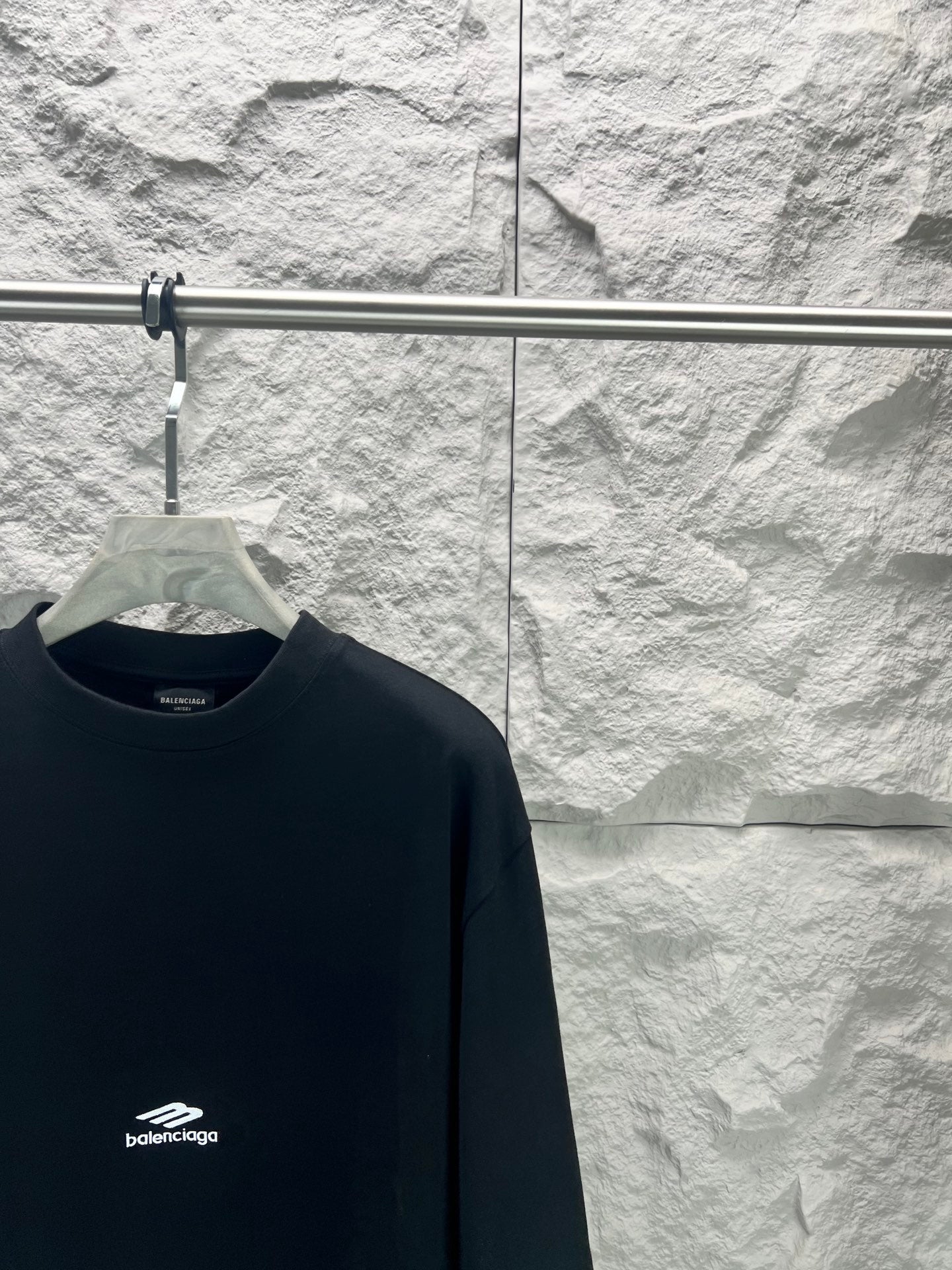 Black Balenciaga crewneck T-shirt with small chest logo detail