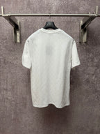White short-sleeve T-shirt with embossed pattern, crew neck, back view