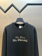 Black crewneck sweatshirt with 'No Dior No Dietrich' logo print