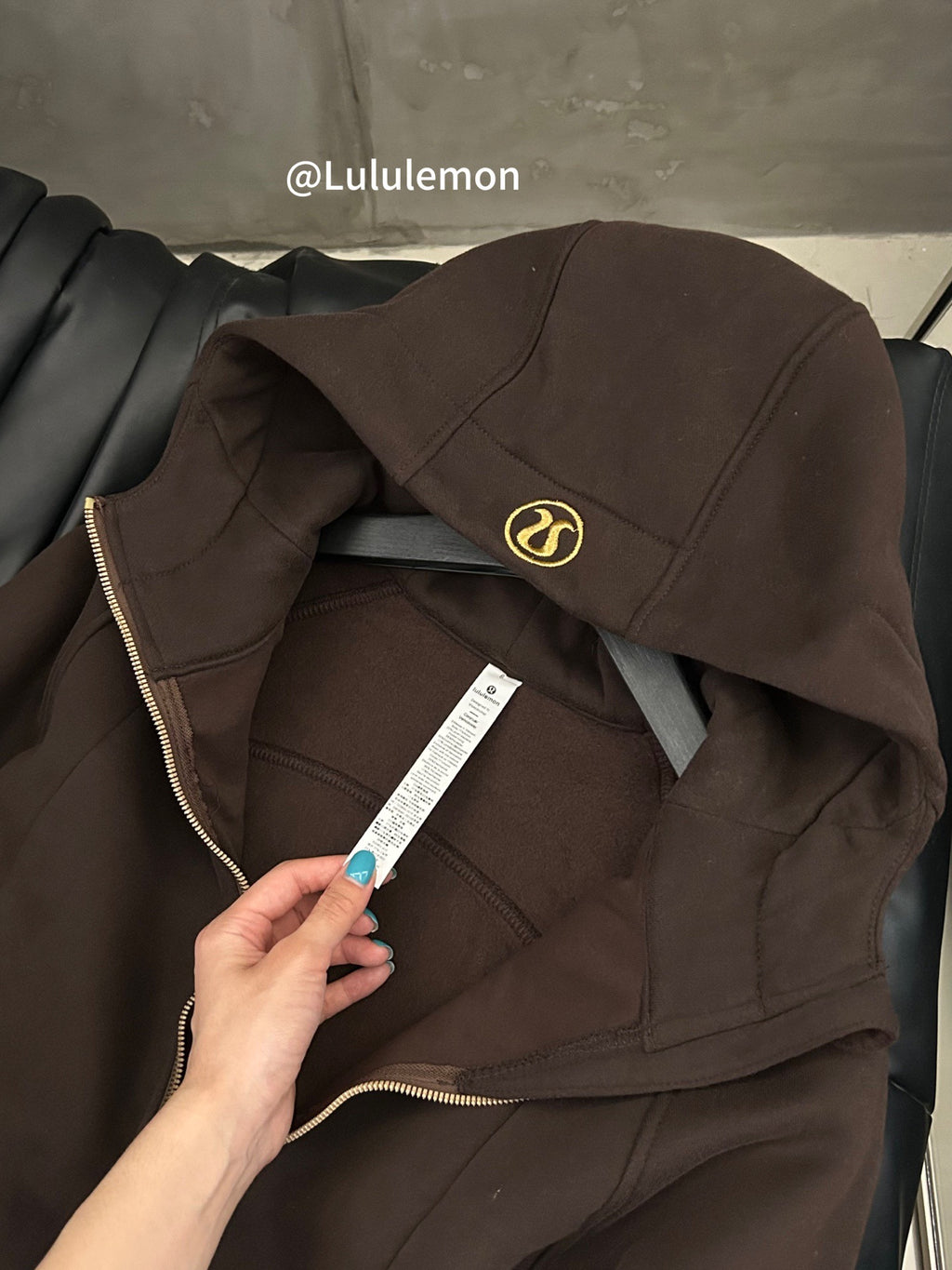 Ralph Lauren brown hooded zip jacket with gold zipper and chest logo