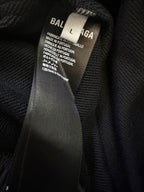 Balenciaga shorts fabric label tag showing brand text and size details