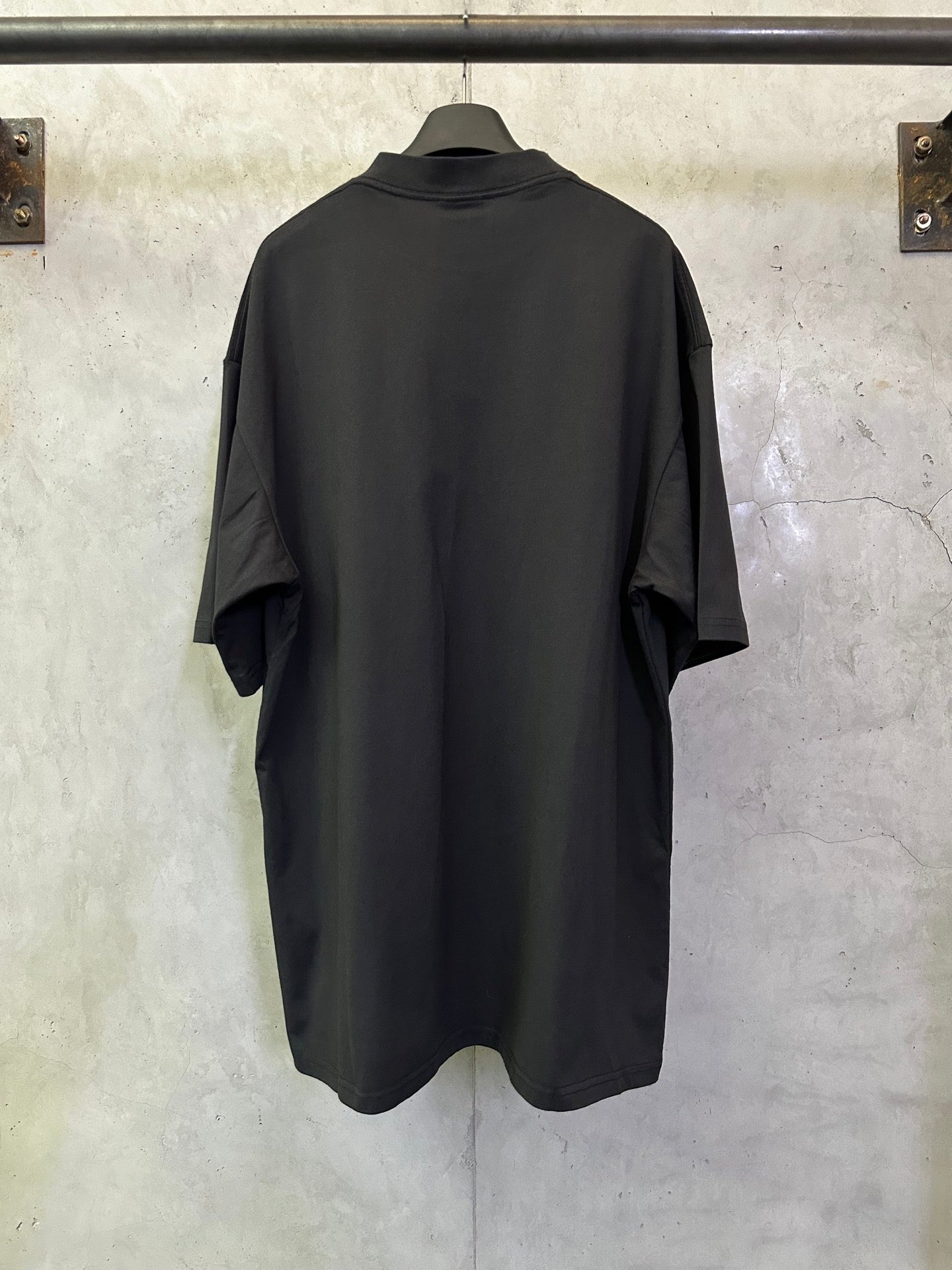 Balenciaga dark short-sleeve T-shirt, back view with crew neck