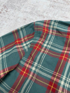Ralph Lauren plaid shirt shoulder and collar area in teal, red, yellow, and white