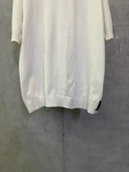 Fendi cream crewneck knit sweater with ribbed hem and sleeve cuffs
