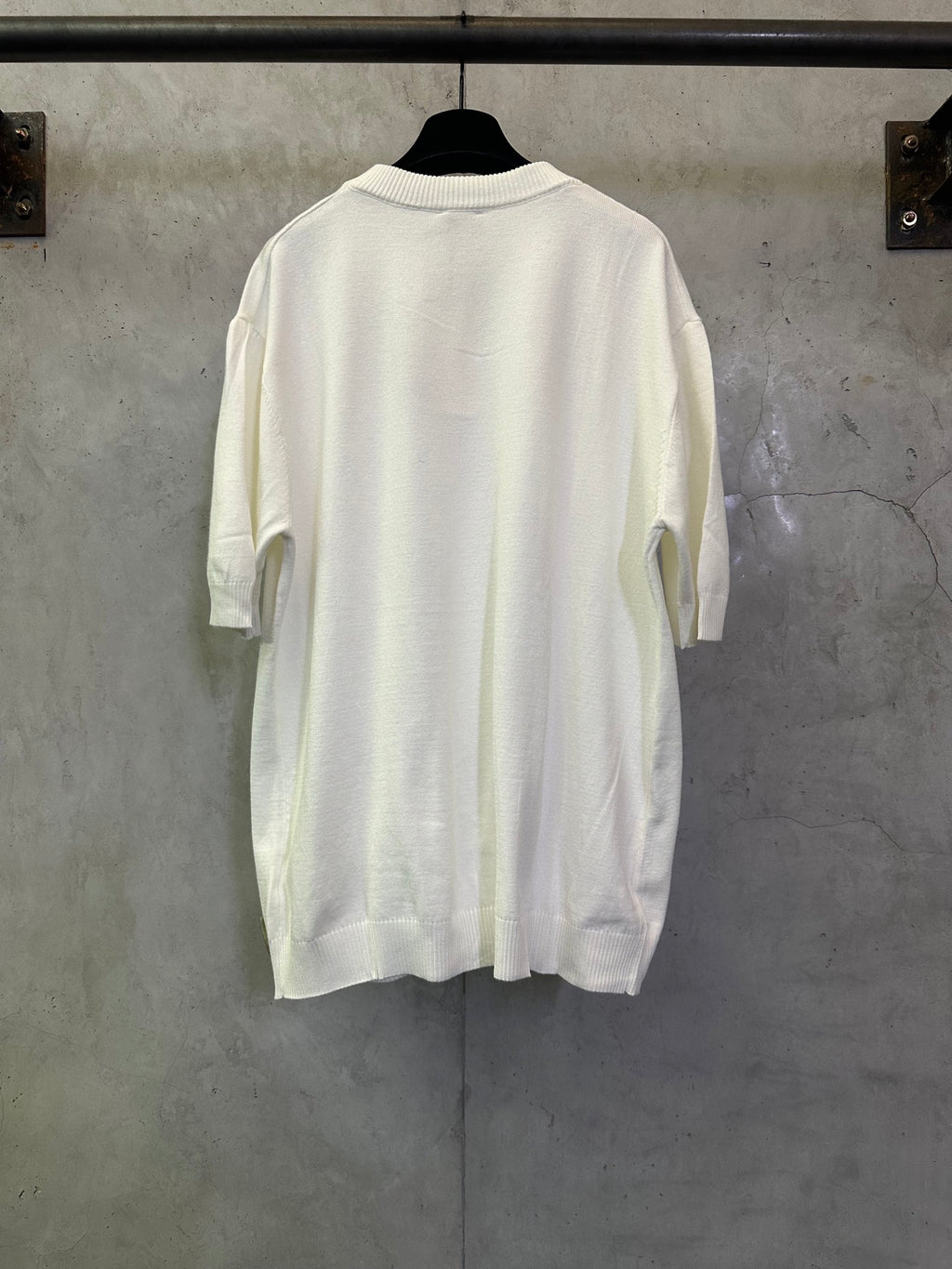 Fendi cream crewneck knit short-sleeve sweater, back view