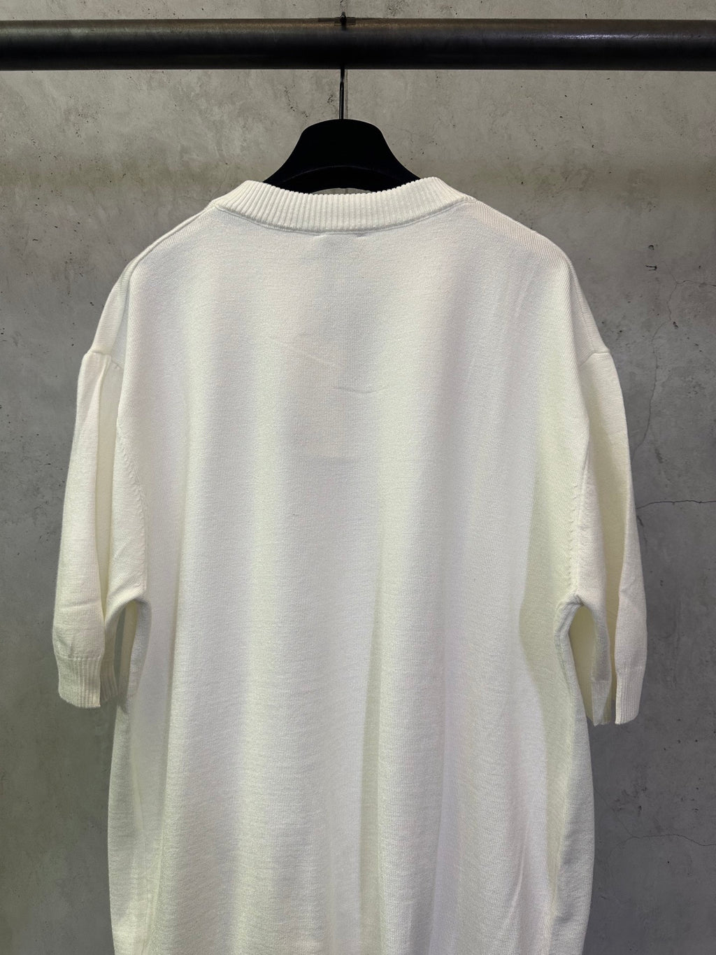 Fendi cream crewneck knit sweater, back view with ribbed collar