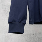 Balenciaga navy long-sleeve sweatshirt with ribbed sleeve cuff and smooth hem
