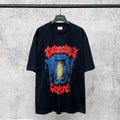 Balenciaga graphic T-shirt, black with red and blue front artwork