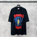 Balenciaga graphic T-shirt, black with red and blue front artwork