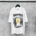 Balenciaga white graphic T-shirt with front artwork and yellow center