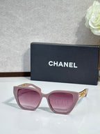 Chanel sunglasses with light pink frame and rose tinted lenses