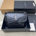 Saint Laurent quilted leather shoulder bag with YSL logo on front flap
