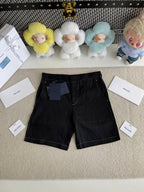 Prada black shorts-style pants with belt loops, zip fly, and two front pockets
