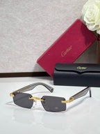 Cartier sunglasses with tortoiseshell arms, black frame and gray lenses