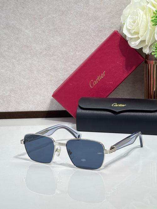 Cartier sunglasses with silver-tone square frames and dark lenses
