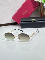 Round gradient sunglasses with gold-tone metal frame and black temple tips