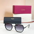 Cartier round sunglasses, dark frames with tinted lenses and thin temples