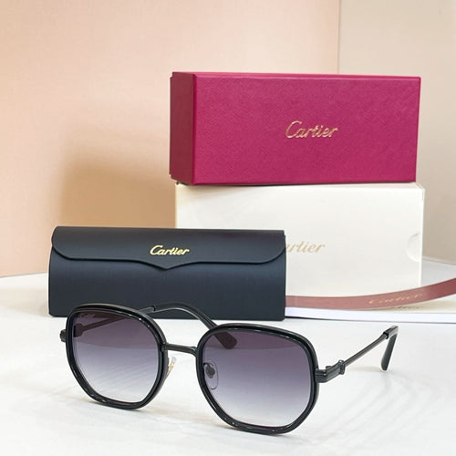 Cartier round sunglasses, dark frames with tinted lenses and thin temples