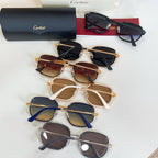 Cartier glasses assortment, round sunglasses with mixed frames and tinted lenses