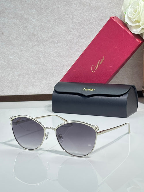 Silver round sunglasses with tinted gray lenses and thin metal frame, clear bridge detail.