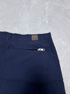 Navy Dior shorts back waistband with belt loops and metal closure