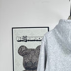 Prada heather gray zip-up hoodie hood, back close-up