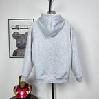 Prada heather gray zip-up hoodie with hood, back view
